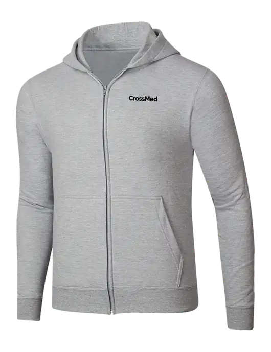 Light Grey Heather 8.5 oz Ring Spun Zip Hooded Sweatshirt w/CrossMed Logo
