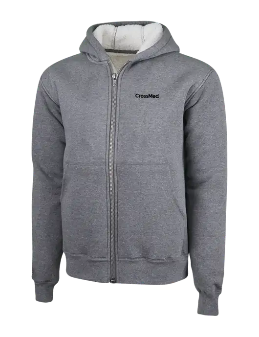 Cornerstone Grey Heather Heavyweight Sherpa Lined Hooded Fleece Jacket w/CrossMed Logo