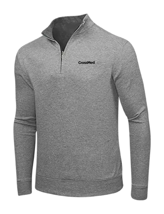 Medium Heather Grey/Charcoal Heather Interlock 1/4 Zip w/CrossMed Logo