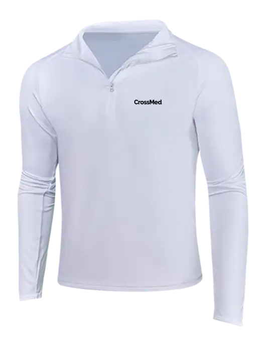White Sport Wick Stretch 1/4 Zip Pullover w/CrossMed Logo