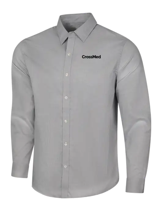 Light Grey/White Pincheck Easy Care Shirt w/CrossMed Logo