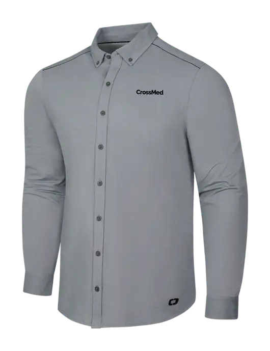 OGIO Medium Grey Heather Modern Code Stretch Button-Up Shirt w/CrossMed Logo