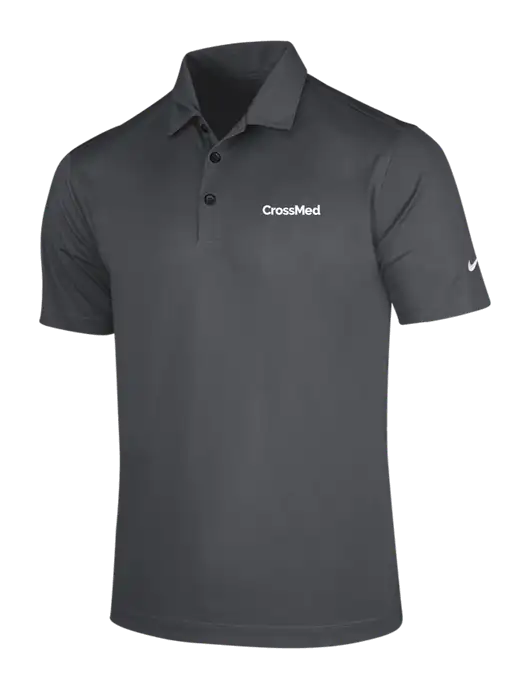 NIKE Dark Grey Dri-Fit Vertical Mesh Polo w/CrossMed Logo