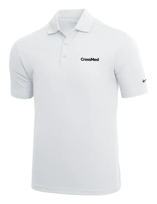 NIKE White Dri-Fit Micro Pique Polo w/CrossMed Logo