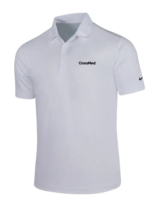 NIKE White Dri-Fit Vertical Mesh Polo w/CrossMed Logo