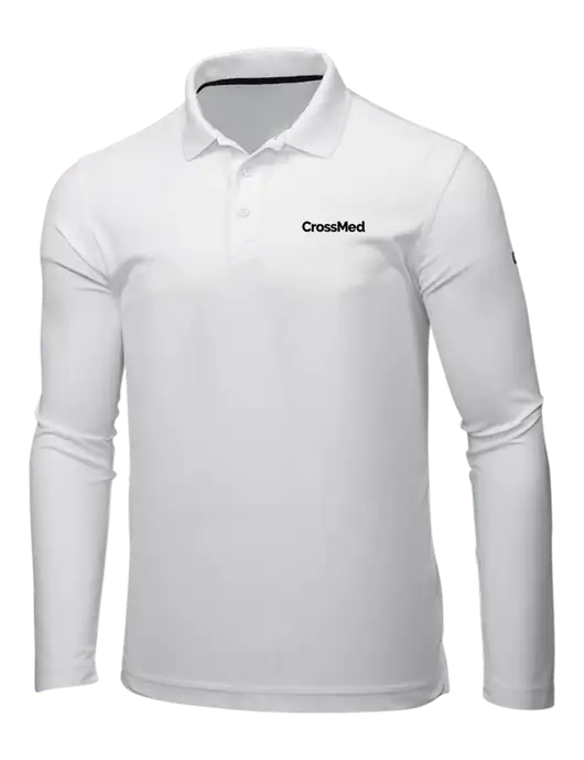 OGIO Bright White Caliber 2.0 Long Sleeve Polo w/CrossMed Logo