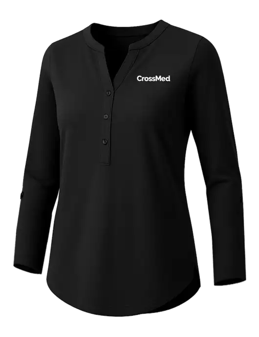 Womens Black Concept Henley Tunic w/CrossMed Logo