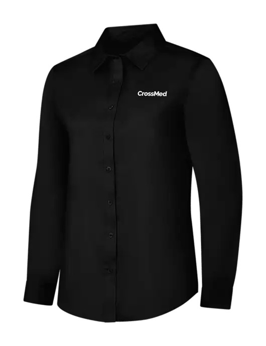 Womens Black Long Sleeve Superpro React Twill Shirt w/CrossMed Logo