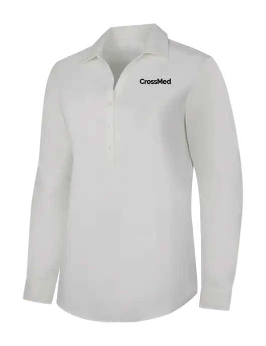 Womens White City Stretch Shirt w/CrossMed Logo