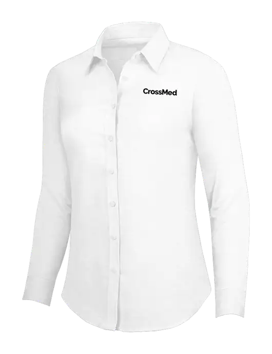 White Womens SuperPro Oxford Shirt w/CrossMed Logo