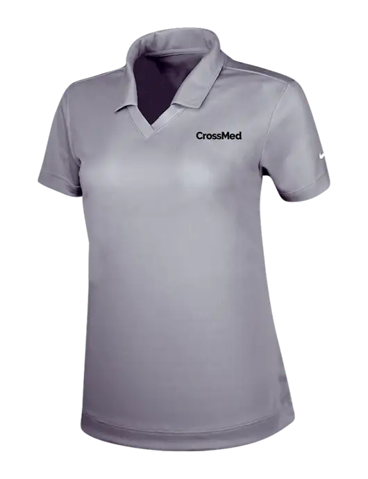 NIKE Medium Grey Womens Dri-Fit Micro Pique Polo w/CrossMed Logo