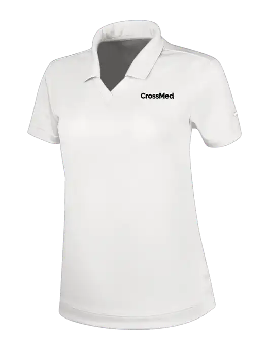 NIKE White Womens Dri-Fit Micro Pique Polo w/CrossMed Logo