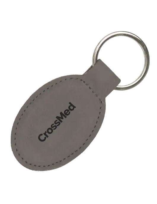Grey Leatherette Oval Keychain w/CrossMed Logo